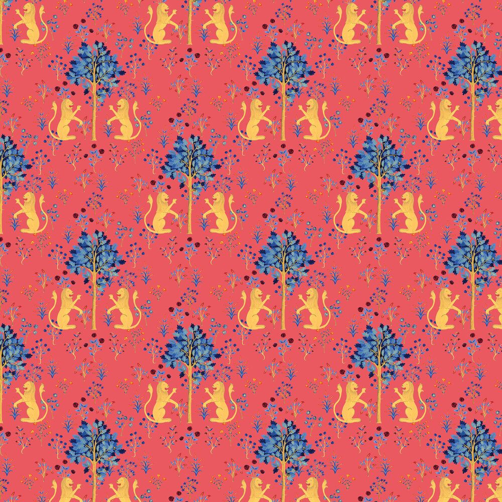 1000x1000 Medieval Tapestry Deep Coral