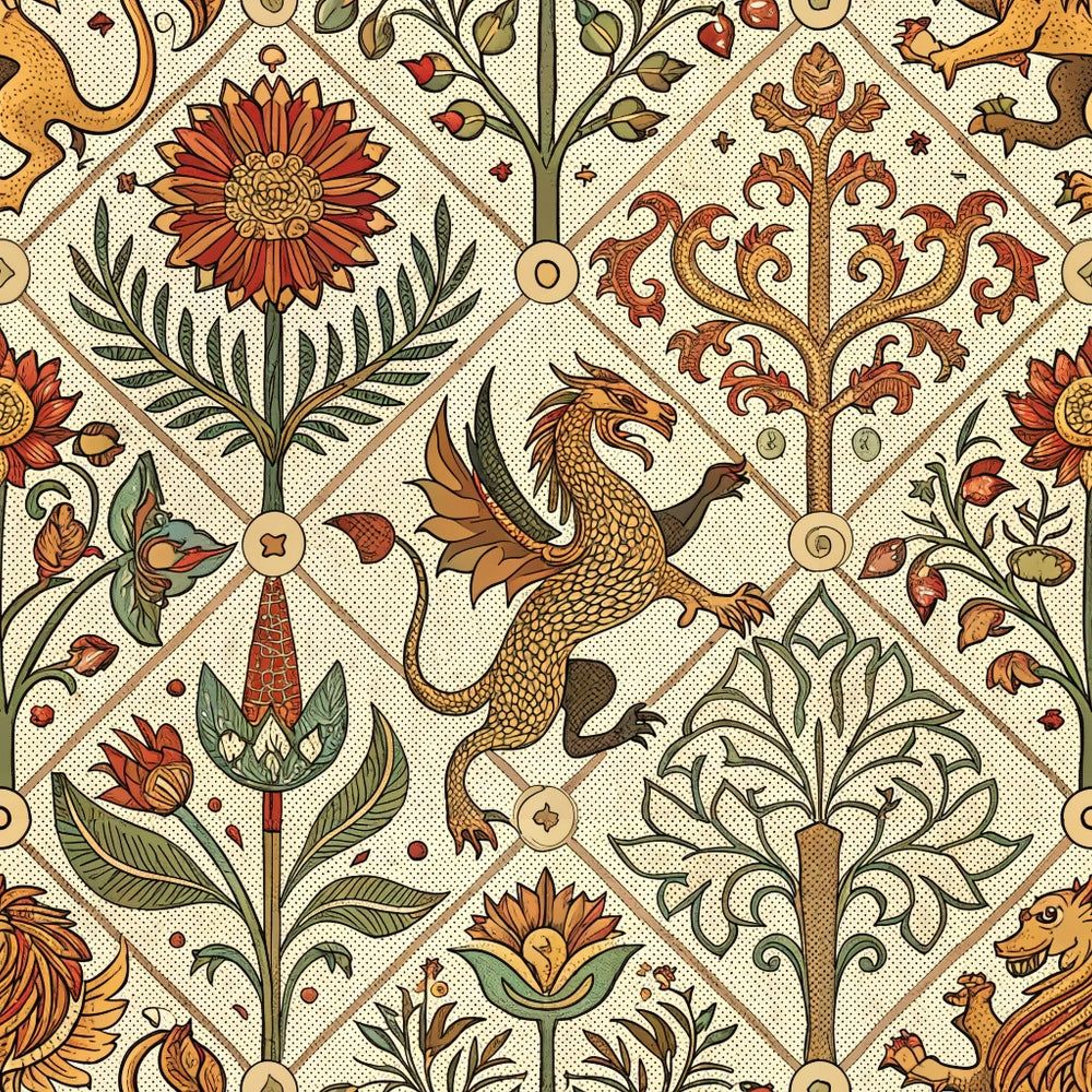 1000x1000 Medieval Tapestry Pattern 7 Quilting Cotton Fabric 45 Wide