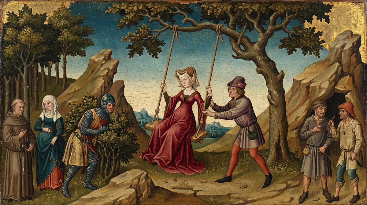 1200x670 Medieval Courtship Mural Wallpaper. Gothic Renaissance Art