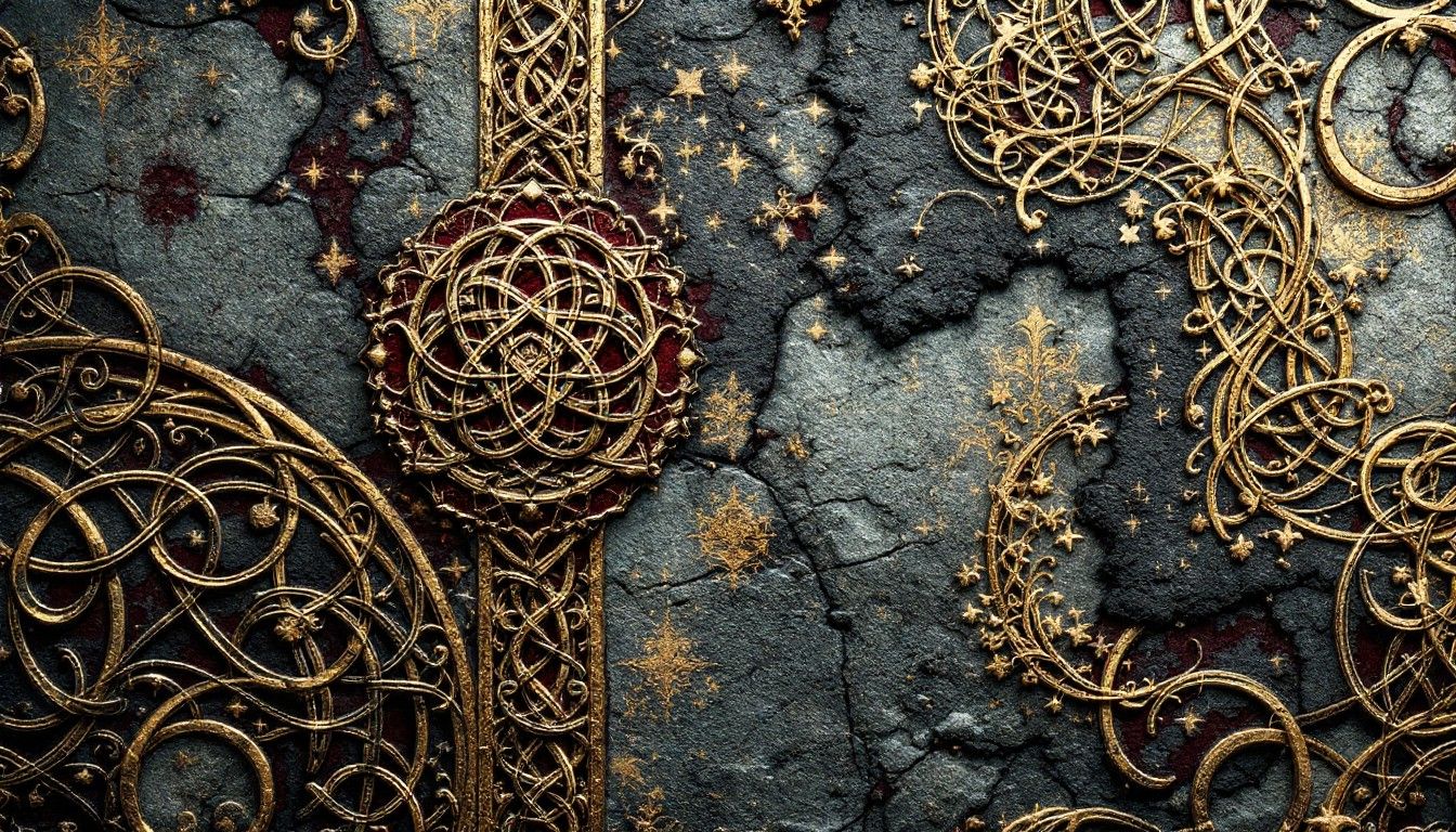 1344x768 Download Medieval Golden Patterns Image, Celtic, Gothic