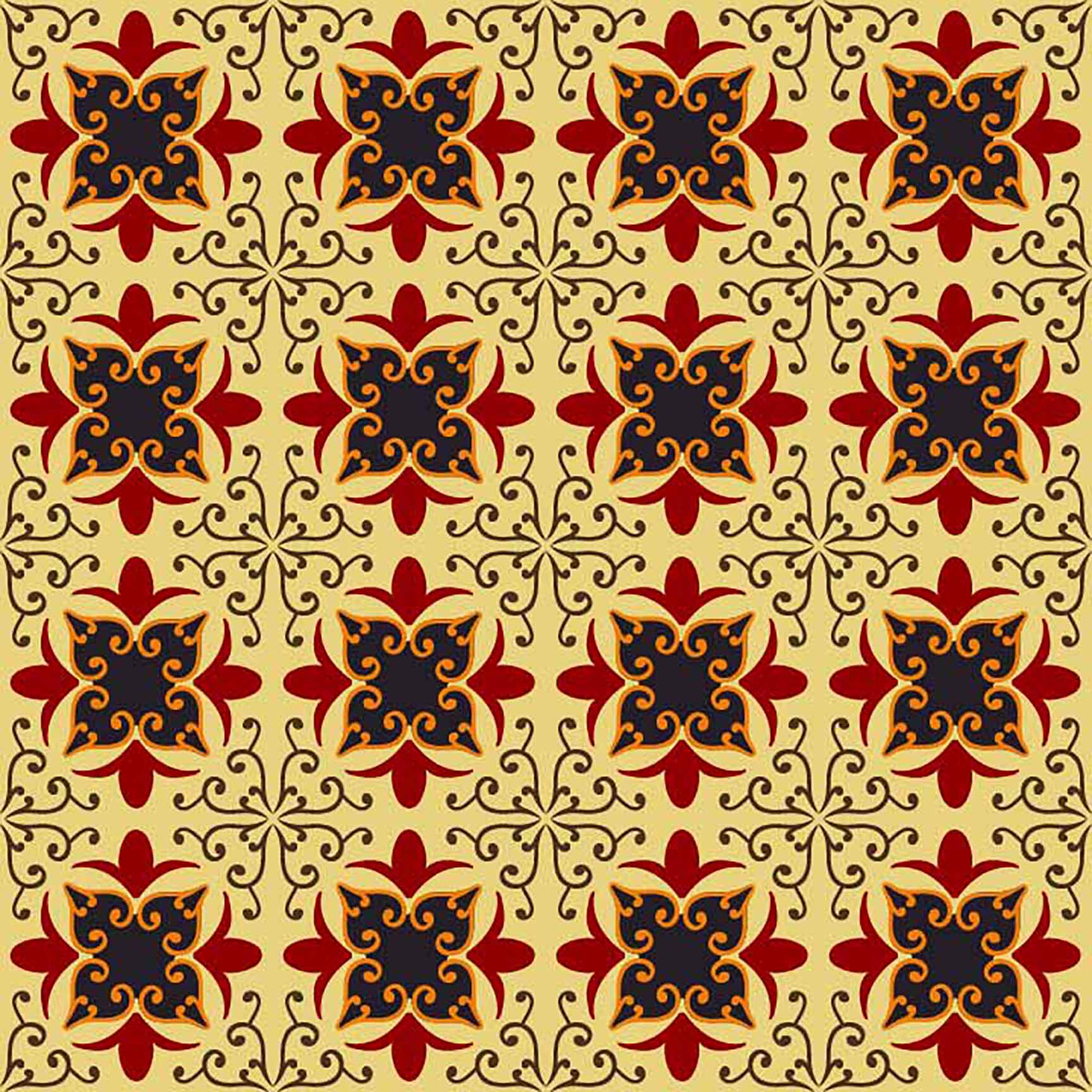 1728x1728 The Floral Wallpaper Medieval Floral Tile Seamless Pattern