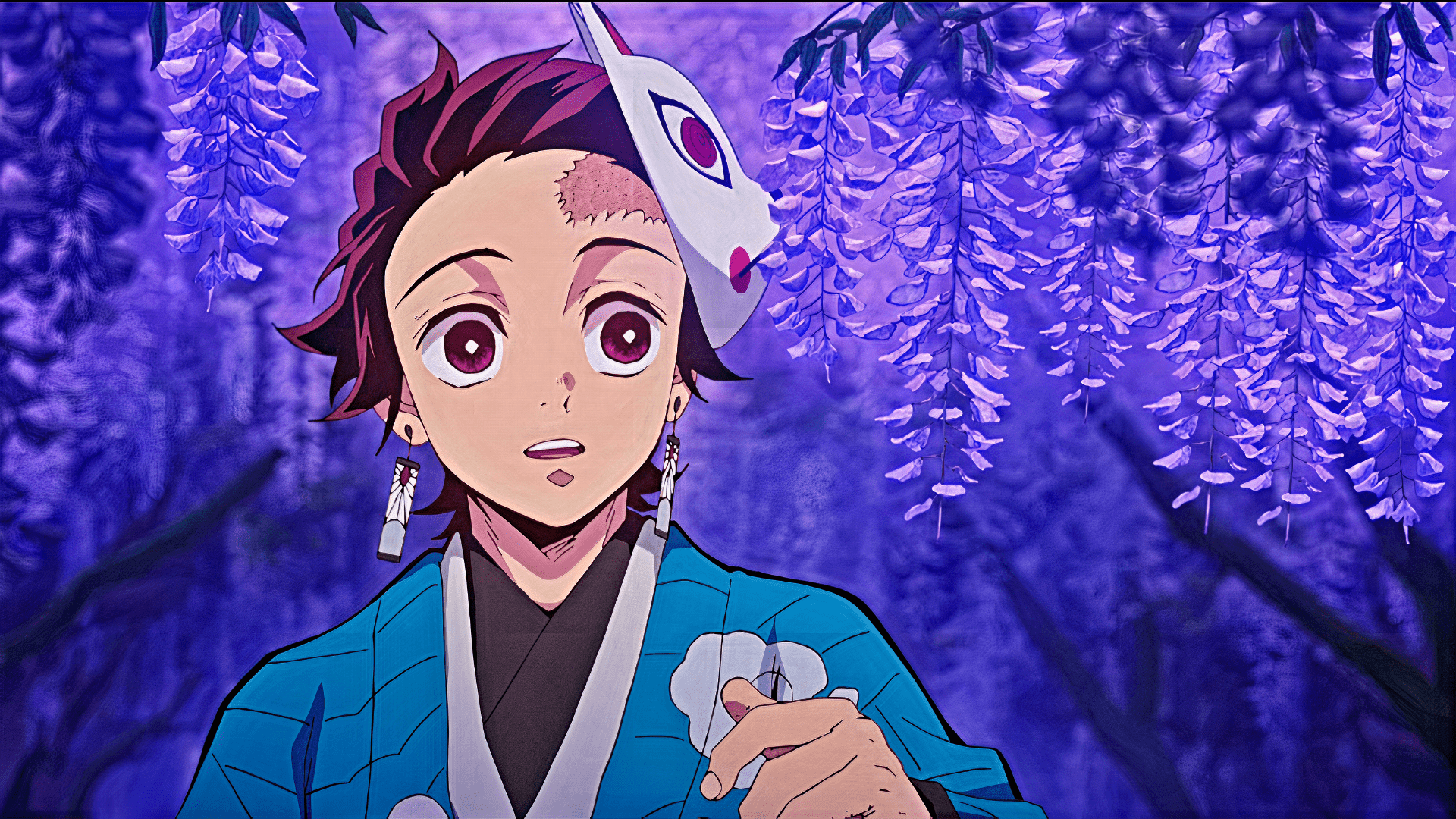 1920x1080 Tanjiro Purple Wallpaper