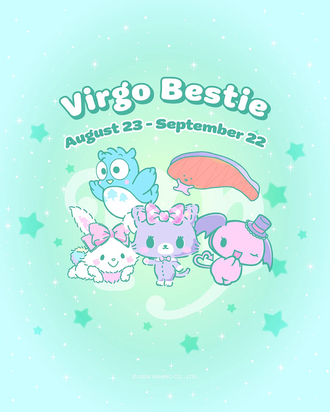 1080x1350 Sanrio on X: Meet your Virgo ♍️ besties: Kirimichan, Mewkledreamy, Wish me mell, Patapatapeppy, and Cherry from Lloromannic! Tag a Virgo you adore