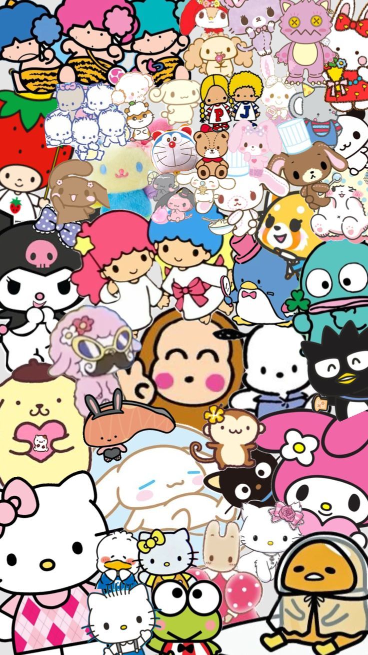 736x1308 sanrio #wallpaper #mashup #hellokitty #twinstars #keroppi #pompompurin #mymelody #kuromi #chococat #batzmaru #hangyodon #gudetama #pochacco # kirimichan #mimmy #deardaniel