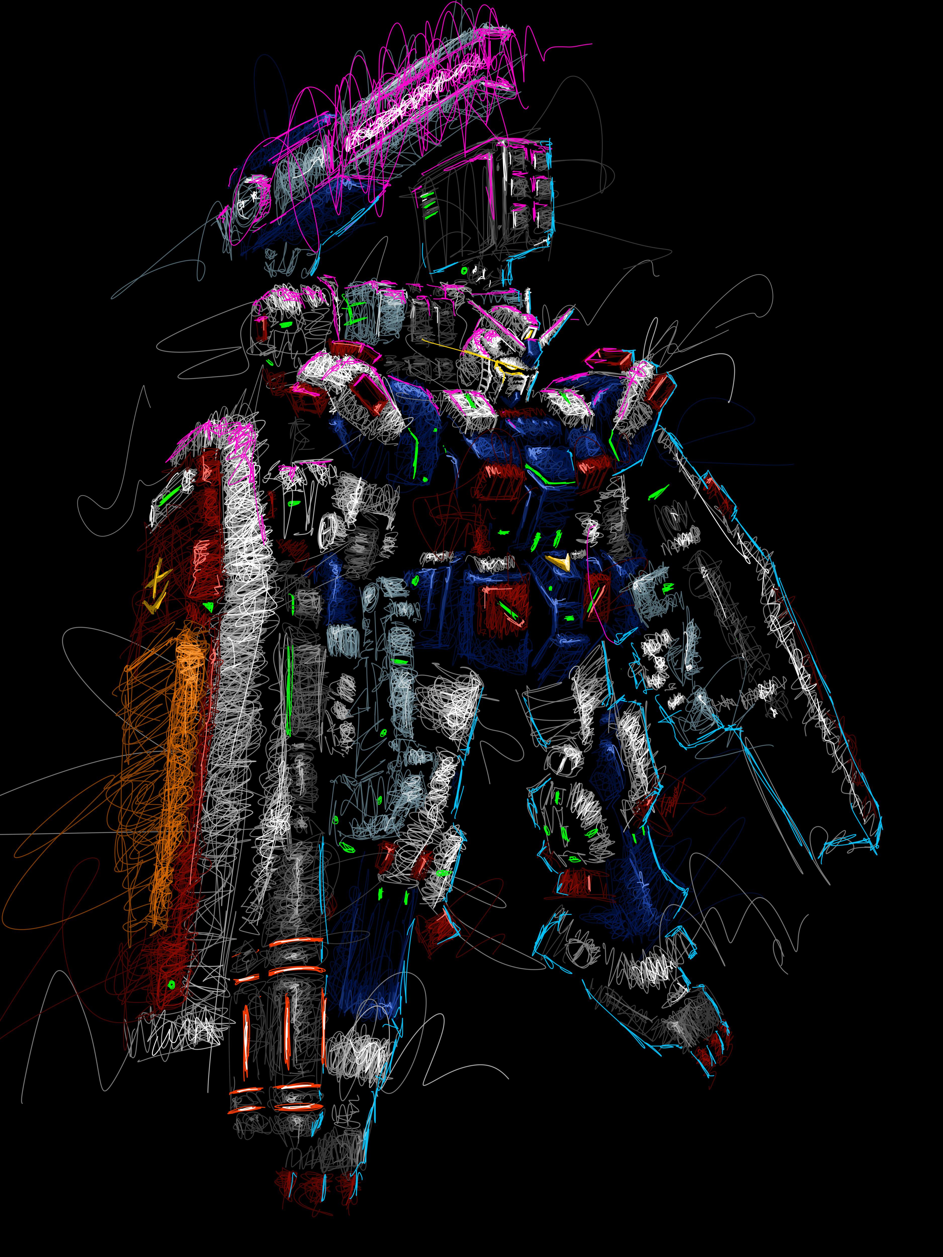 3750x5000 Full armor gundam thunderbolt scribble. One of the most badass gundams ? Link in comments