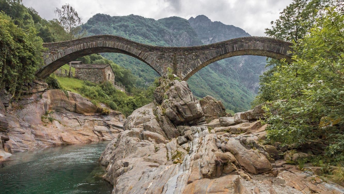 1333x750 Wallpaper Verzasca, Lavertezzo, Valle Maggia, Ticino, Val Bavona, Background Free Image