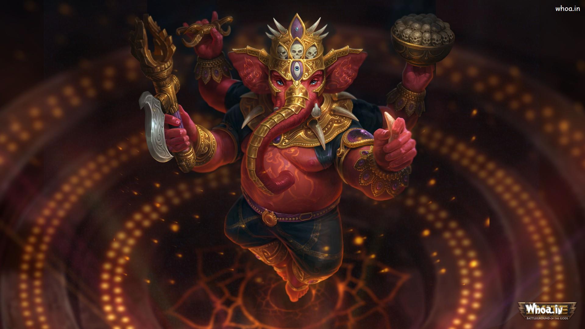1920x1080 The Lord Ganesha''s Angry Look Image With His Weapons