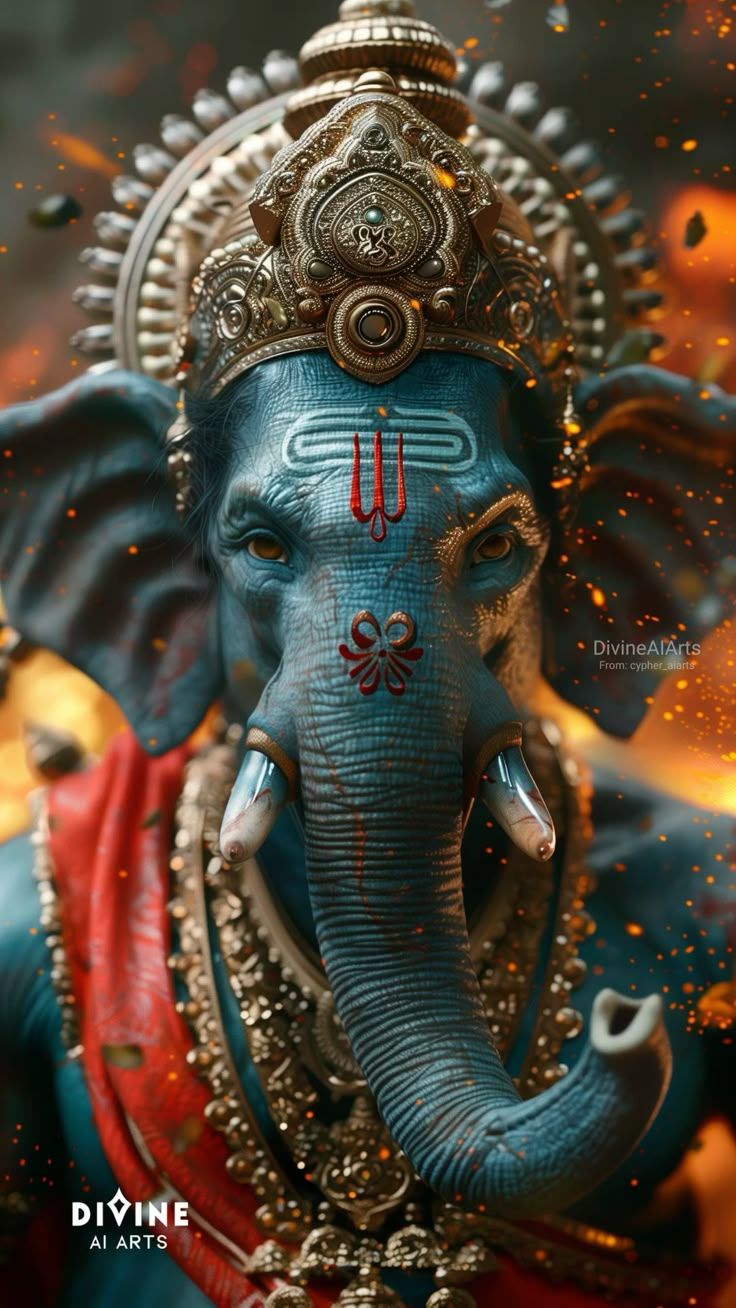 736x1308 Gajanana: Fierce Ganesha in Battle