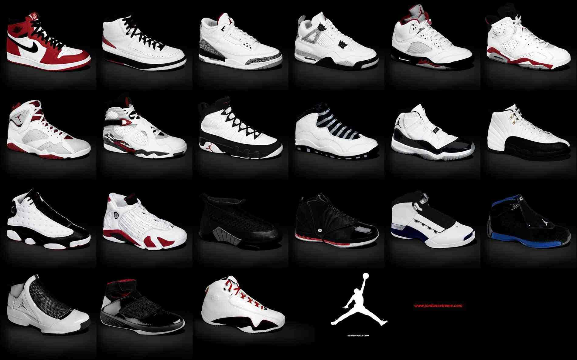 1900x1187 Download a collection of air jordan shoes in different colors Wallpaper