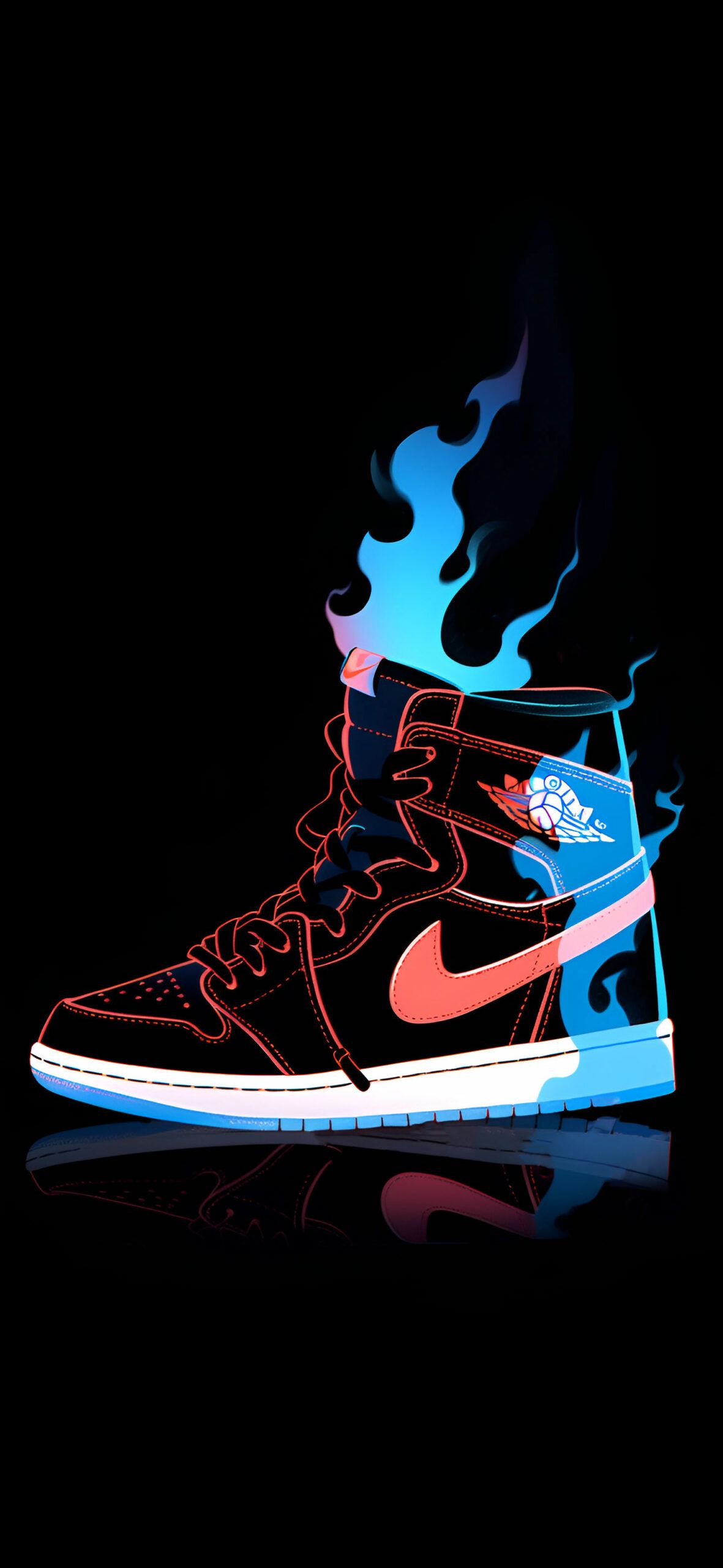 1181x2560 Fiery Nike Air Jordan 1 Cool Wallpaper