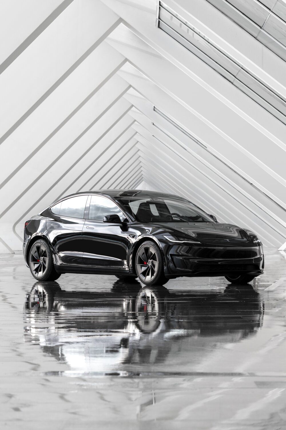1000x1500 Black Tesla Model 3 Wallpaper