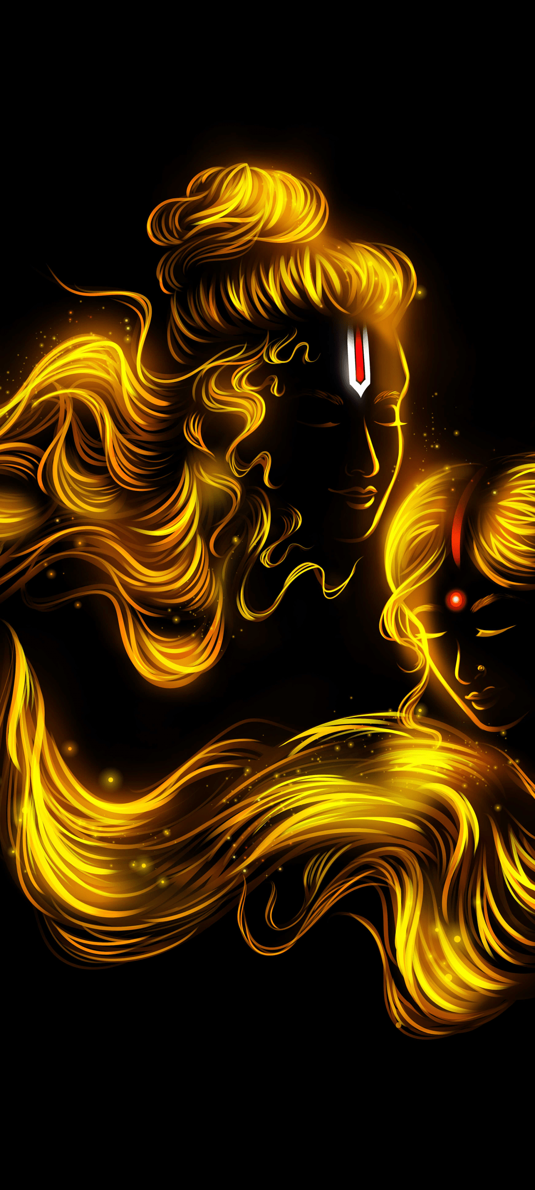 1080x2400 Siya Ram Wallpaper 4K, Glowing, Lord Rama, Goddess Sita