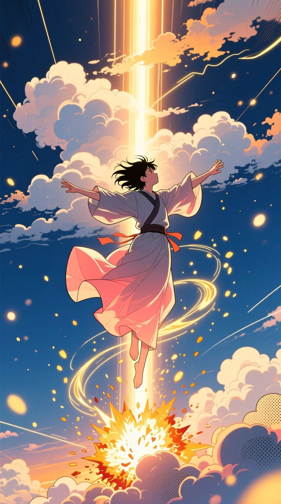 928x1664 Download Heavenly Maiden Soars Image, Girl, Flying