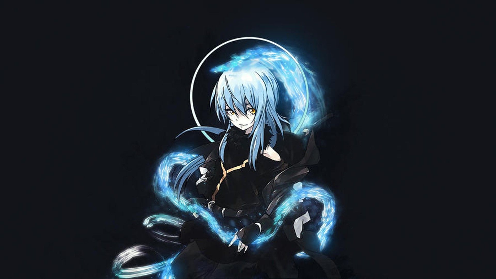 1920x1080 Yellow Eyes Blue Hair Black Dress Rimuru Tempest Black Background HD Rimuru Tempest Wallpaper