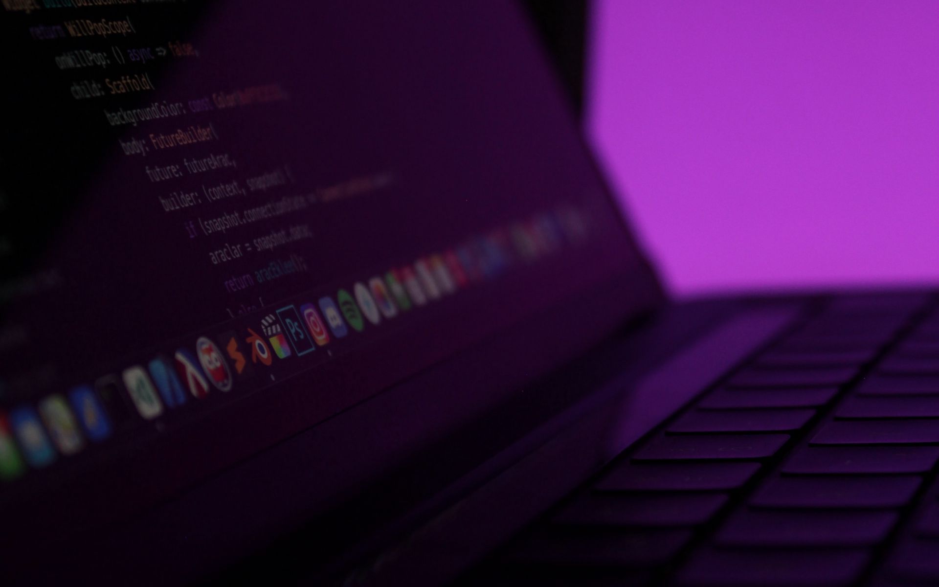 1920x1200 Download wallpaper 1920x1200 laptop, keys, code, programming, purple widescreen 16:10 HD background