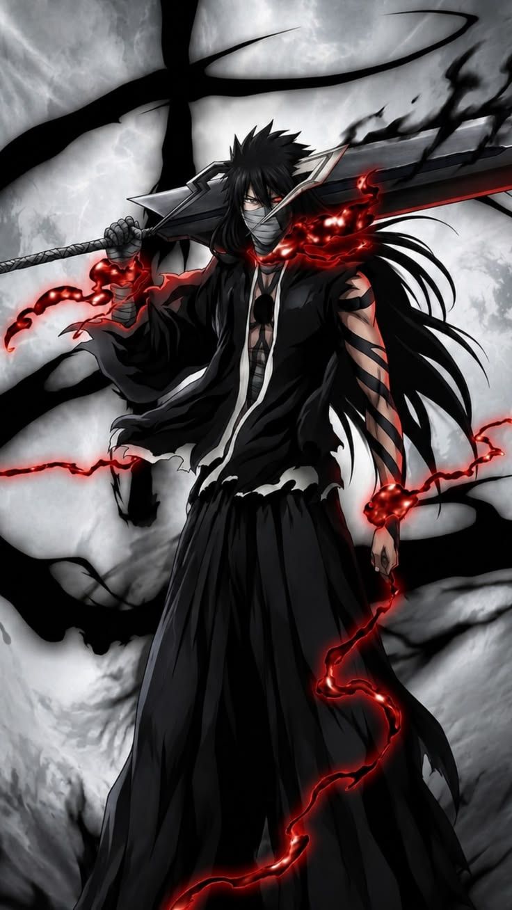 736x1308 Anime red and black aesthetic. Anime characters black and red, Bleach zangetsu, Bleach wallpaper