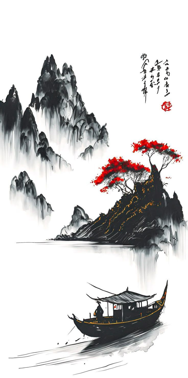 736x1479 Japanese Minimalist Ink wash Painting Wallpaper. iPhone Wallpaper. TheSachin