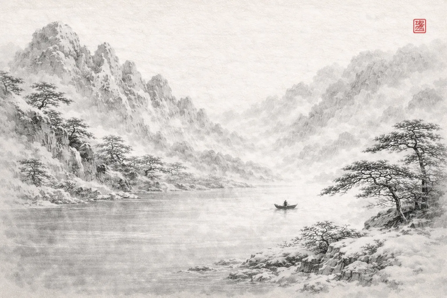 1536x1024 Ink Wash Style For AI Image. Sumi E Prompt Guide