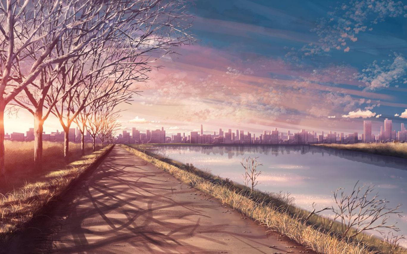1368x855 Download Peaceful View Of Anime Scenery Wallpaper