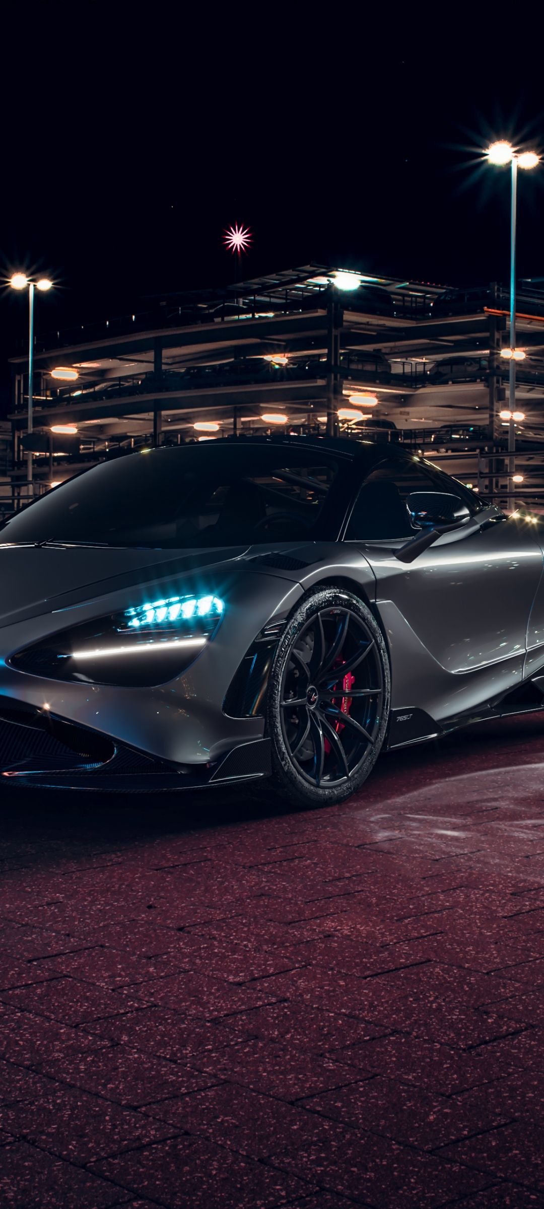 1080x2400 McLaren 765LT Wallpaper 4K, Night illumination, Urban