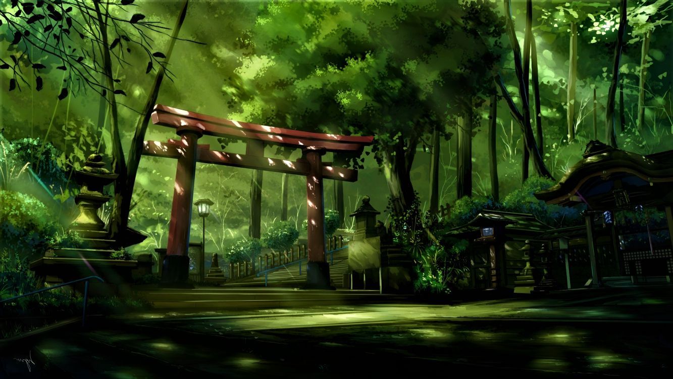 1333x750 Wallpaper Anime, Landscape, Theatrical Scenery, Ecoregion, Natural Environment, Background Free Image