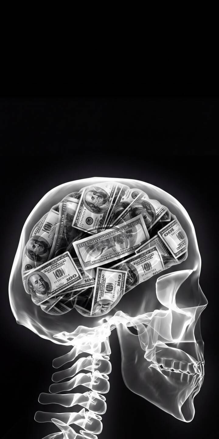 720x1440 Money Filled Skull Wallpaper