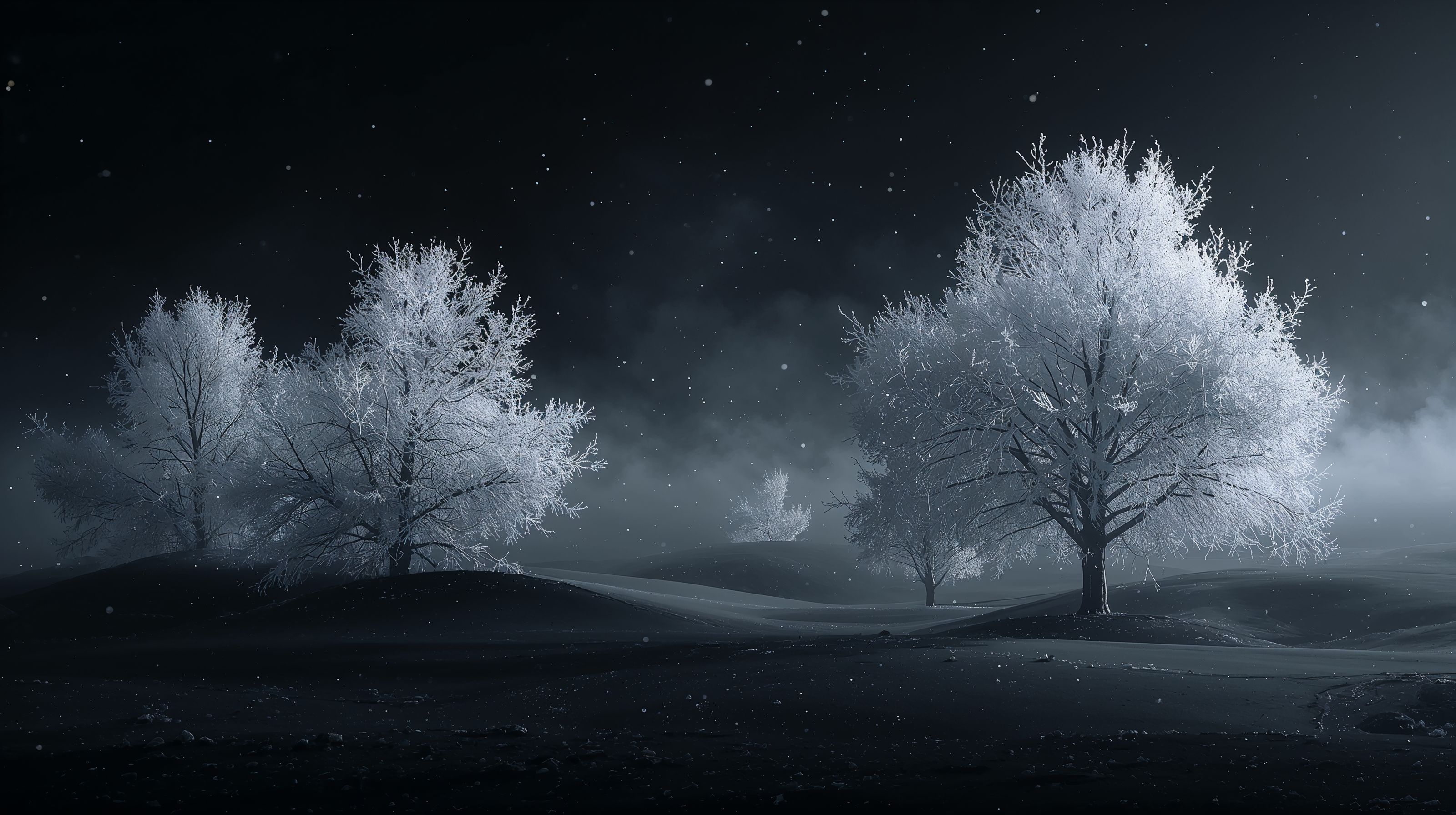 3200x1792 Free Black Winter Wallpaper (Dramatic and Modern)