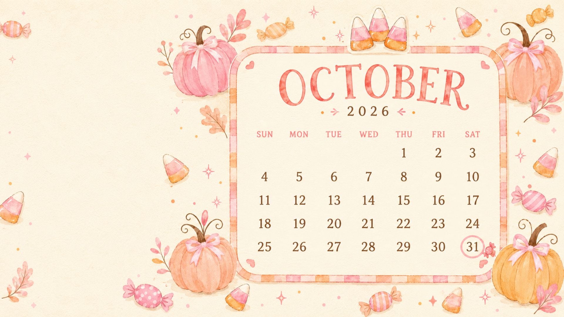 1920x1080 Free October 2026 Desktop Calendar Background