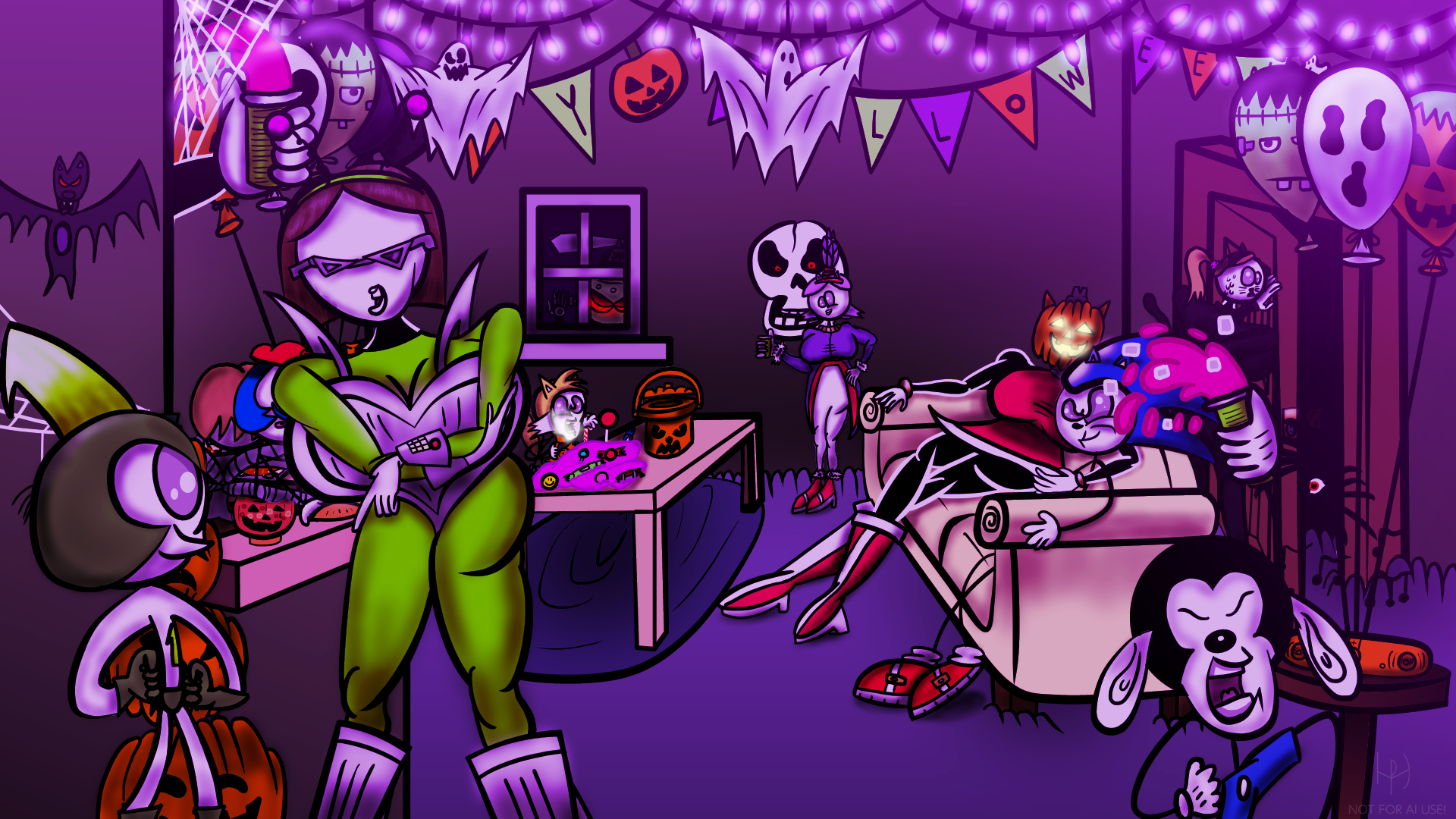 1920x1080 Halloween party 2026 digital remake (Desktop wallpaper + Comparison) by DavidHe346 on Newgrounds