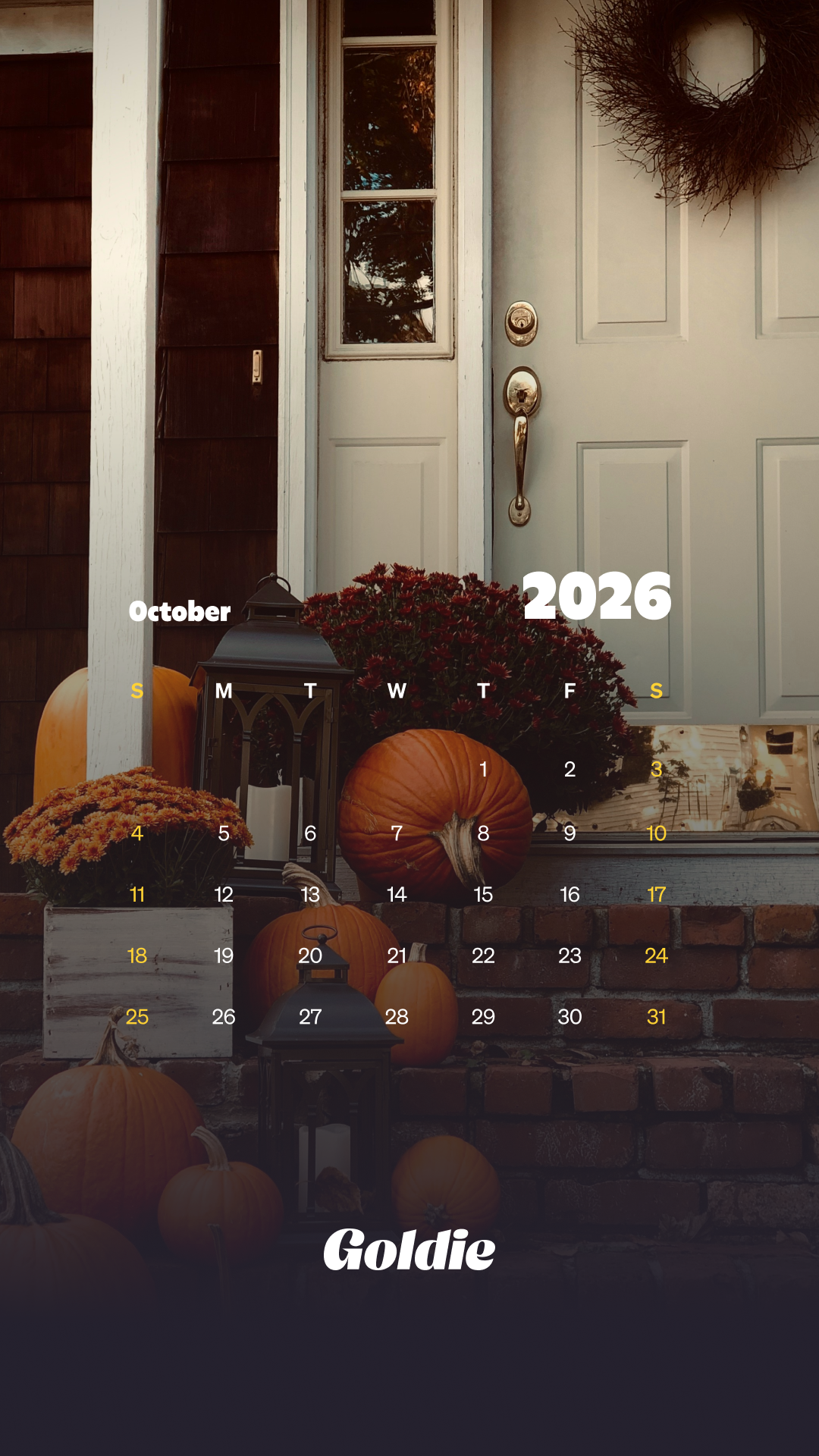1080x1920 Free October 2026 Wallpaper Calendars