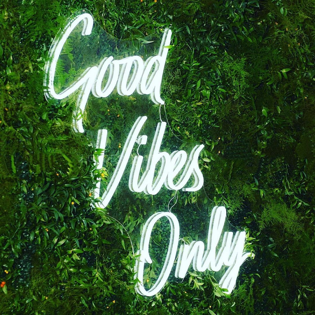 1080x1080 Good Vibes Only LED Neon Sign, Garden Wall Script