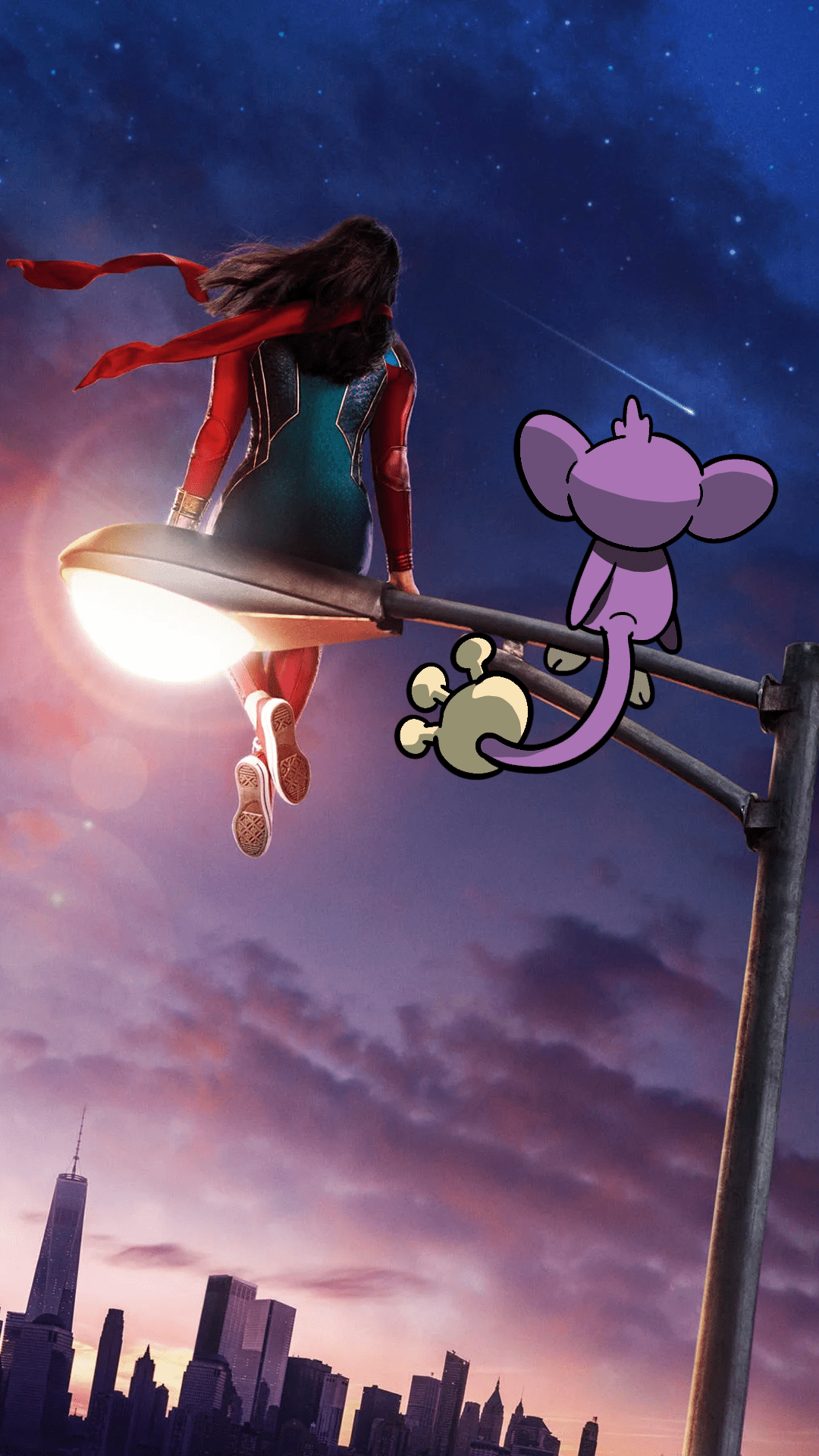 1080x1920 Made a wallpaper of Aipom with Ms.Marvel!