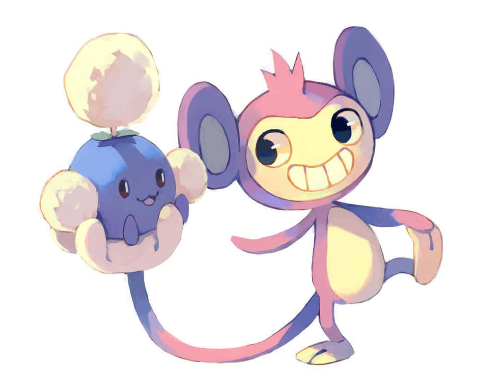 1016x787 Download Aipom, The Long Tail Pokémon Enjoys a Day in Nature Wallpaper