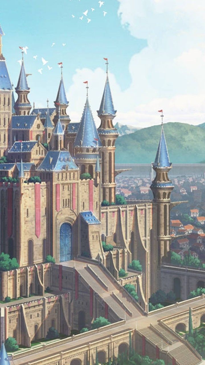 720x1280 Fantasy Castle with Towers. Fantasy castle animation, Fantasy medieval castle illustration, Medieval fantasy castle wallpaper