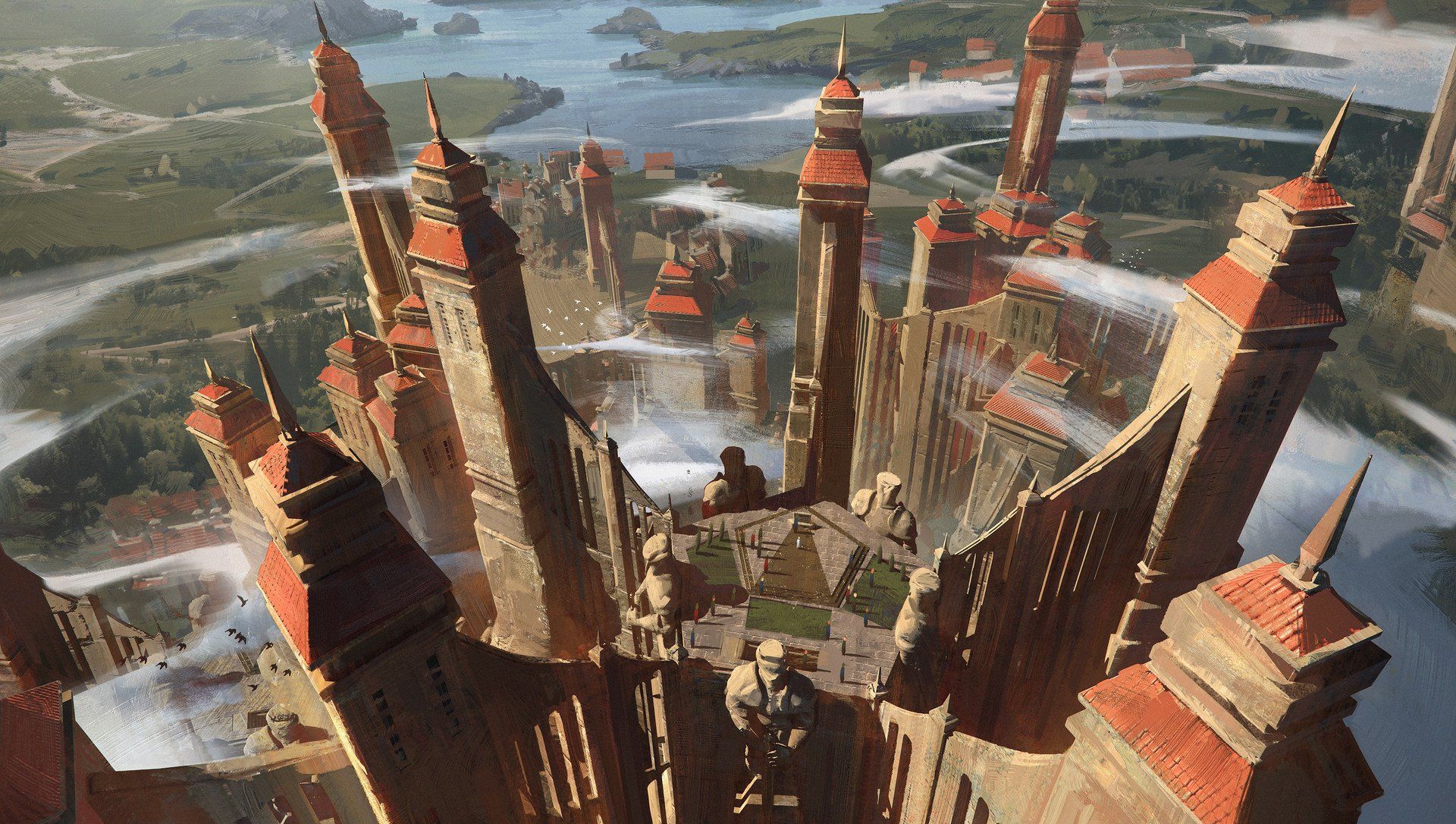 1920x1086 Skyward Citadel: A Majestic Fantasy Castle Tower Amid the Clouds