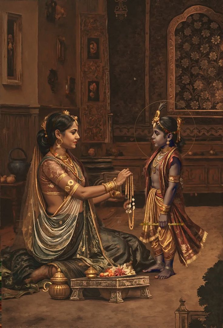 735x1080 Hare krishna mahamantra wallpaper. Yashoda and krishna, Yasoda ma krishna, Indian art
