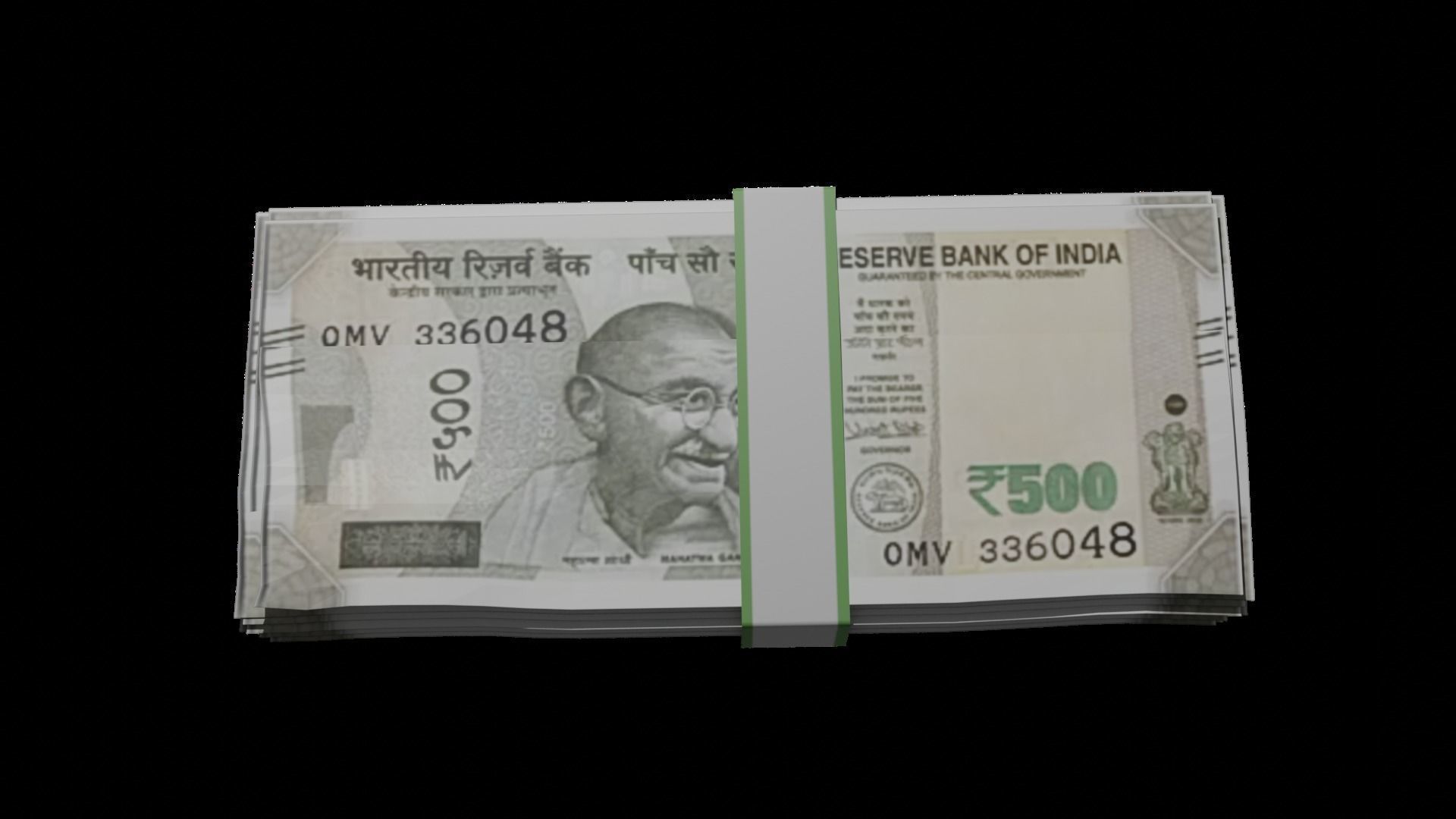 1920x1080 high poly model of indian 500 rupee note 3D model 3D printable