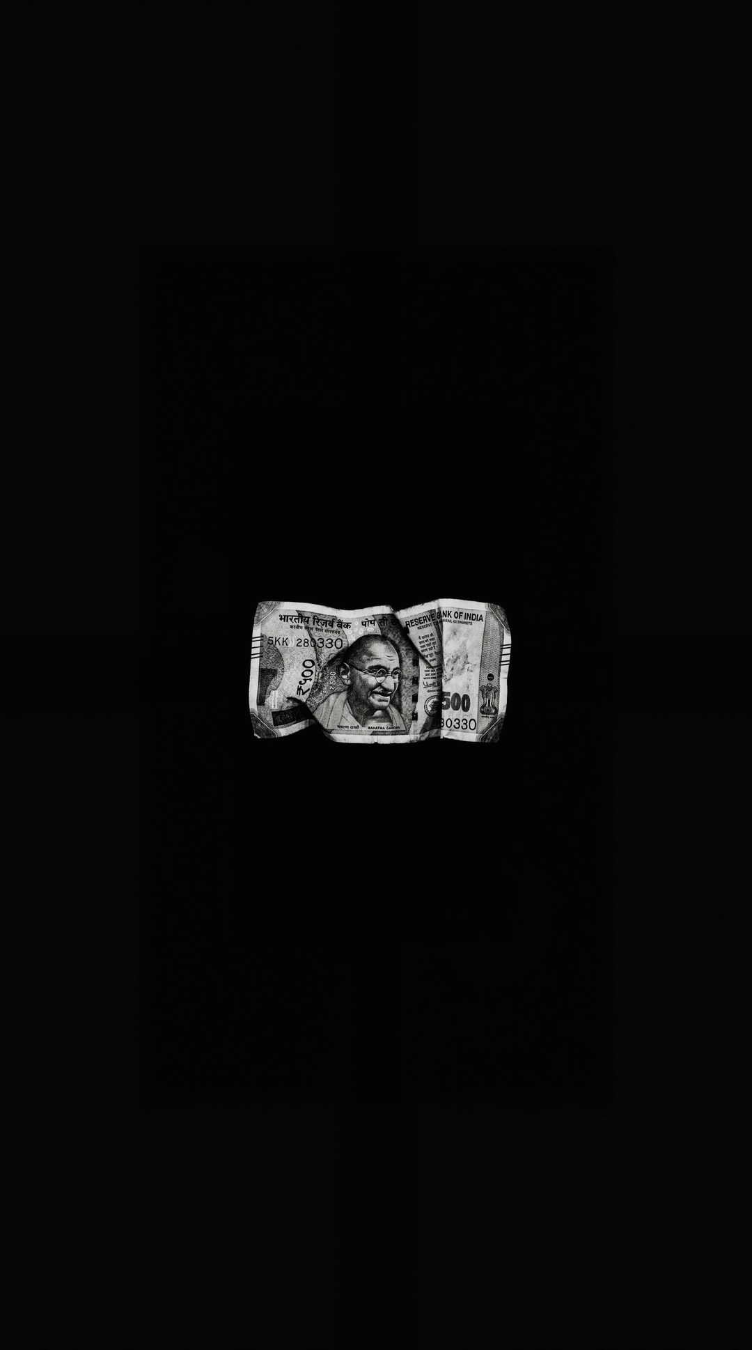 1080x1938 Rupee Note Black Amoled Wallpaper