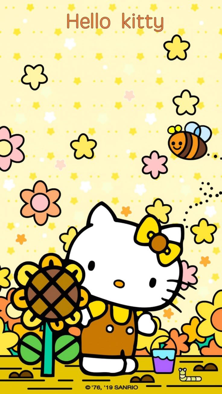 736x1308 Sunshine hello kitty. Hello kitty wallpaper orange, Hello kitty sunflower, Hello kitty background