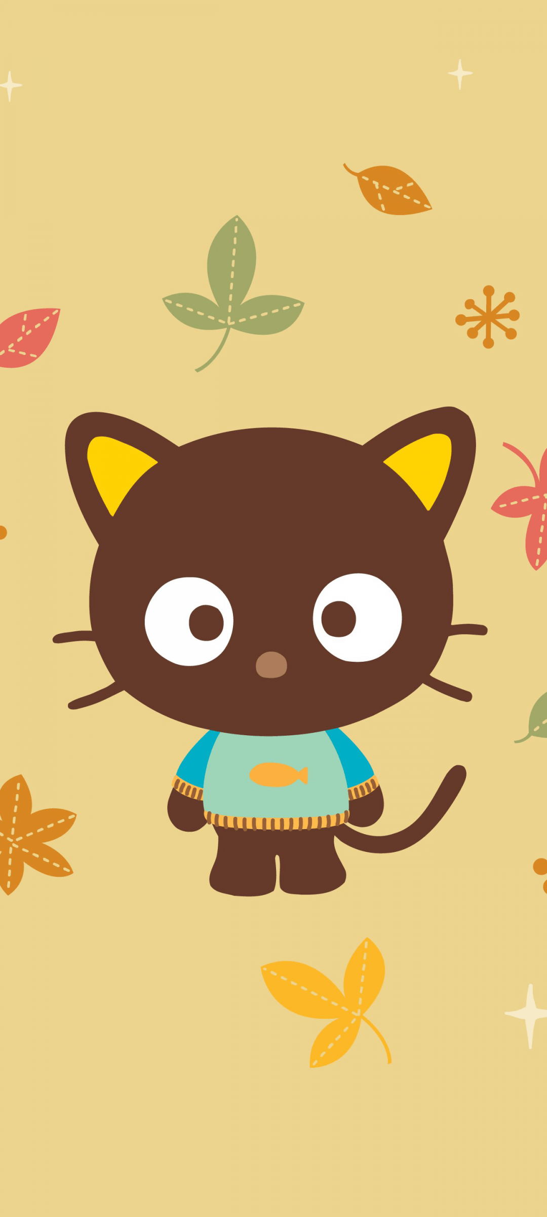 1080x2400 Sanrio Wallpaper 4K, Chococat, Pastel yellow, 5K