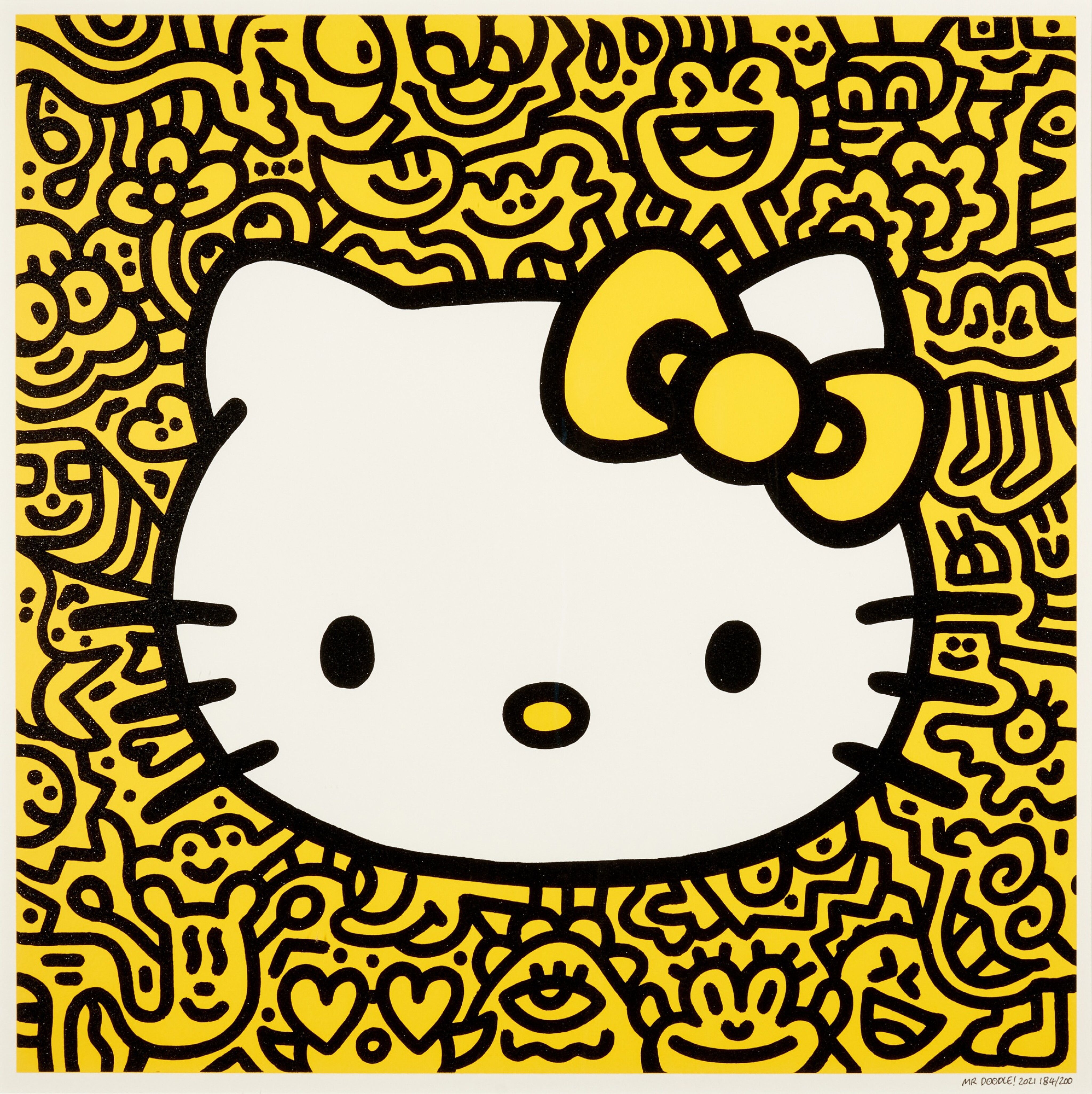 4096x4104 Mr Doodle. Kitty Yellow. Prints & Multiples
