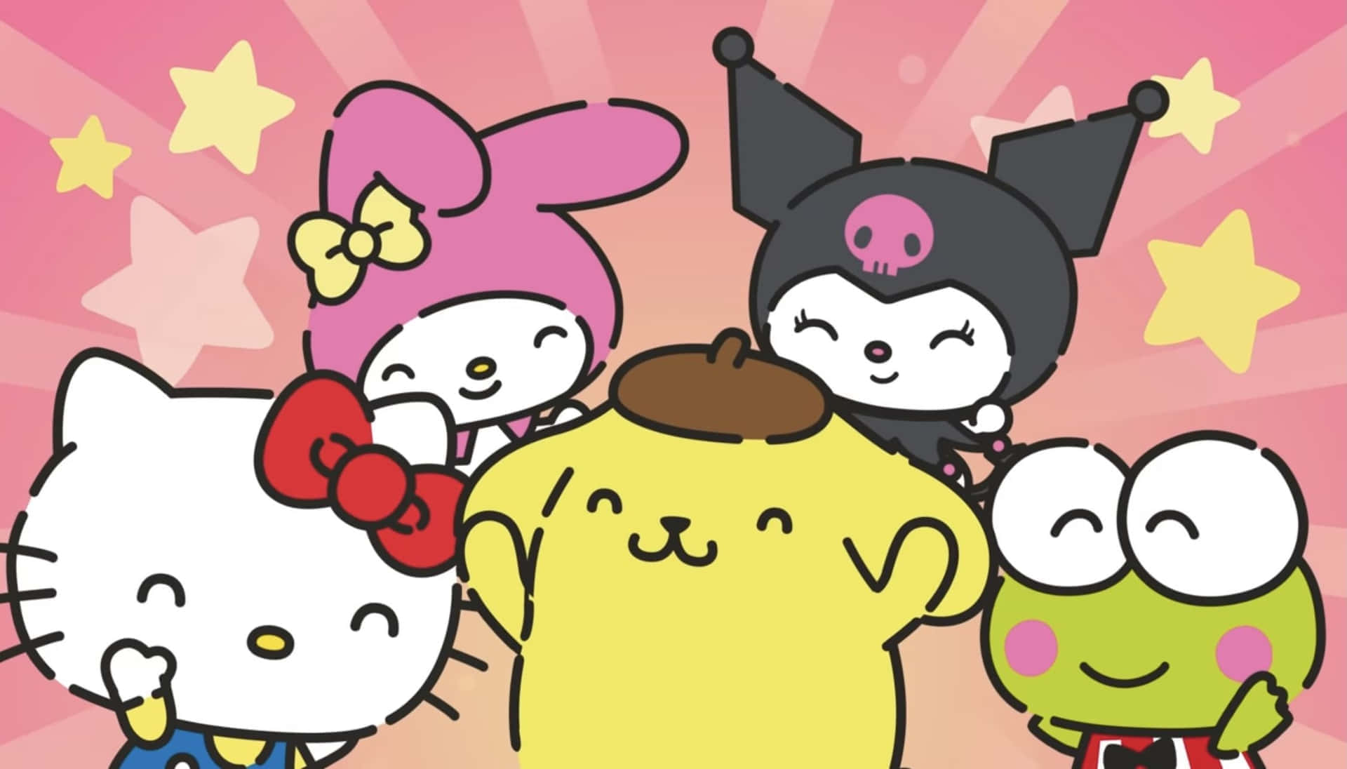 1920x1096 Download Hello Kitty Friends Cartoon Aesthetic Wallpaper