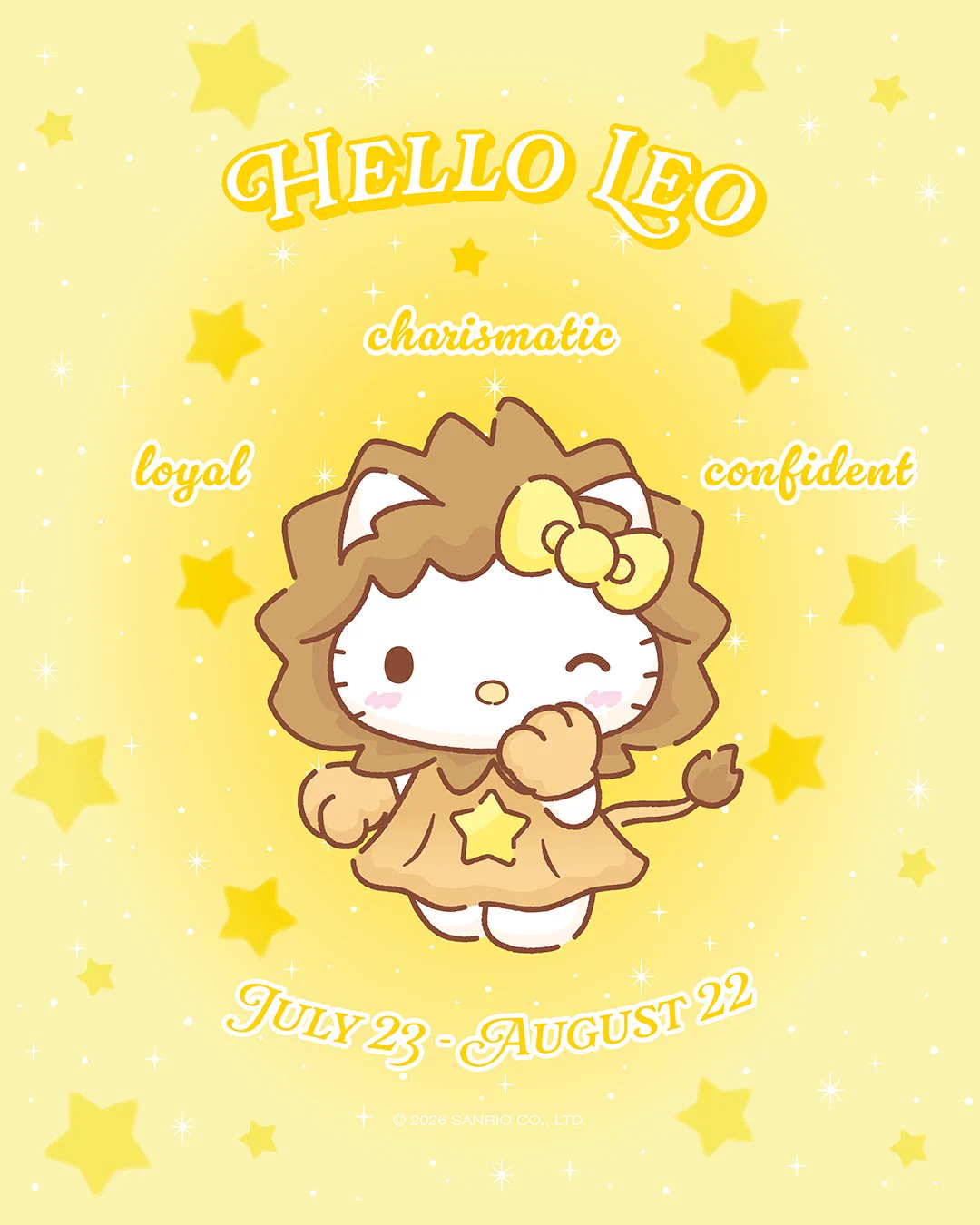 1080x1350 Hello Kitty on X: Hello, Leo season ♌️✨ What traits make your Leo bestie special? Tag them