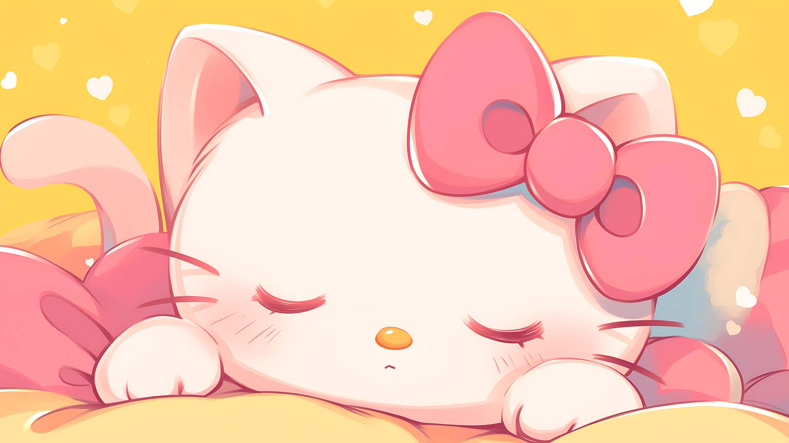 1536x864 Hello Kitty Sleeping Yellow Desktop Wallpaper Wallpaper 4K