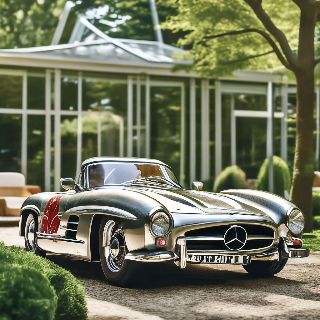 1024x1024 Mercedes Benz 300 SLR Wallpaper Standing, White Metallic, One Storey Barnhouse Style House With Large Glazing