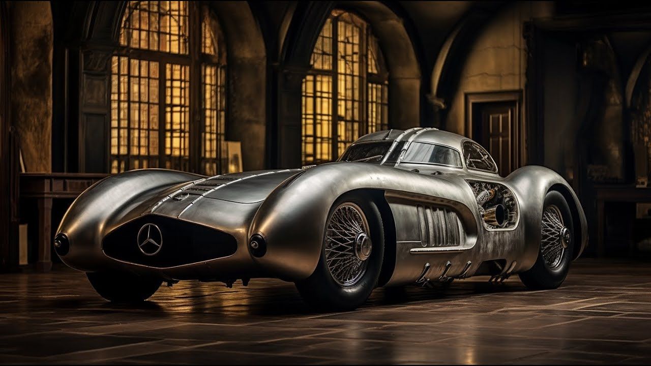 1280x720 Mercedes Benz 300 SLR Uhlenhaut Coupe A in Steampunk Style. AI Created