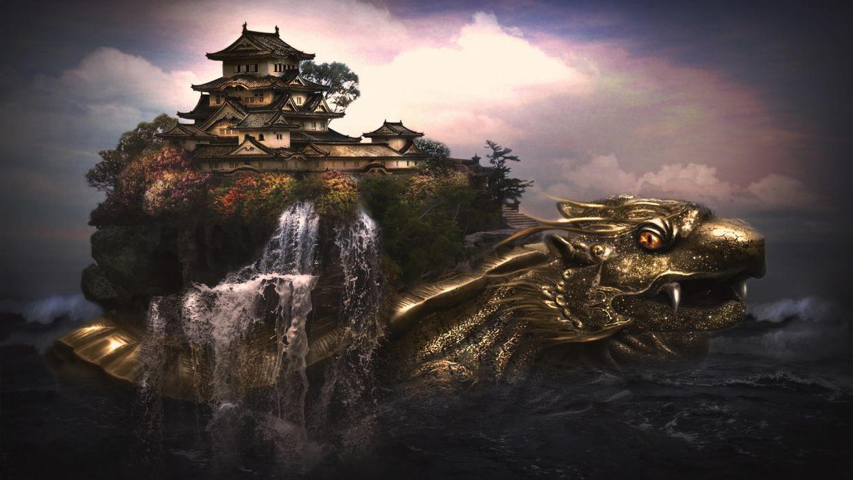 1244x700 Green Dragon Turtle Chinese creature mythology turtle dragon shell