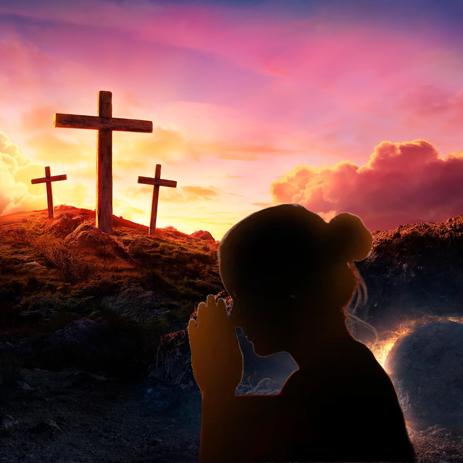 1600x1600 Amazon.com : Empty Tomb Backdrop Sunrise Sunset Jesus Christ Crucifixion Resurrection Cave Photography Background Hole Holy Lights Easter Background Three Crosses Jesus Christ Background Props Banner 7x5ft