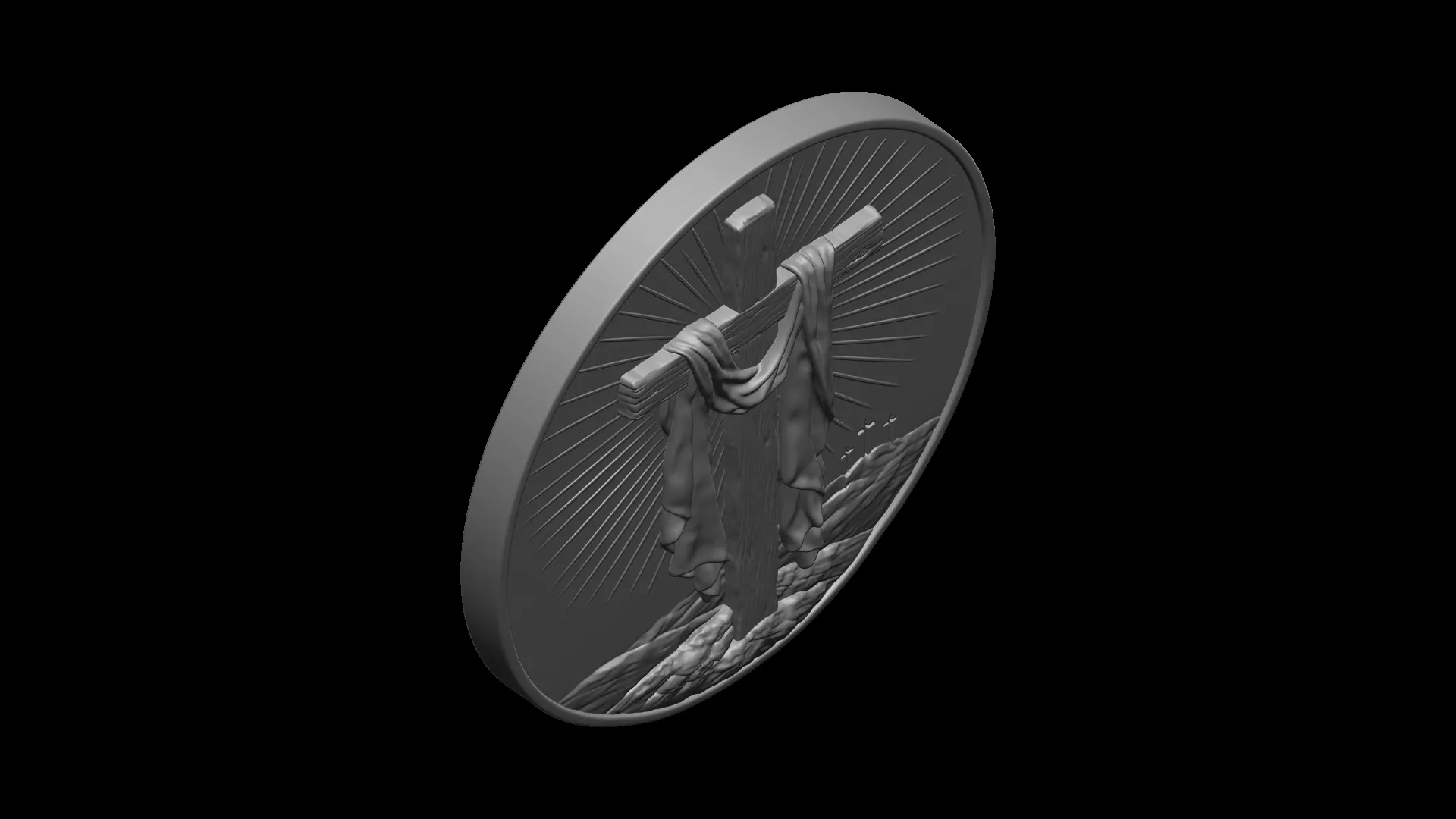 1920x1080 Empty Cross with Shroud Pendant PRINT READY 3D model 3D printable