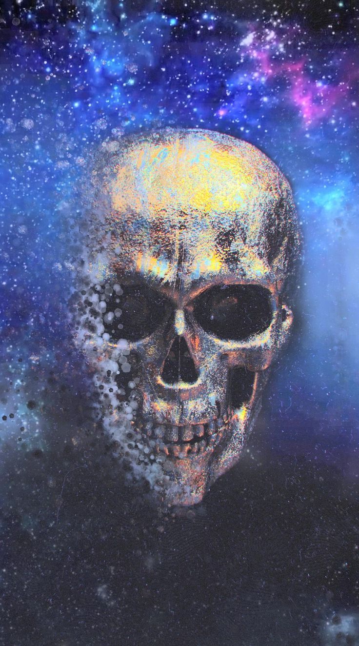 736x1324 Colorful Skull Art Pattern Inspiration. Skull nebula wallpaper, Skull with galaxy background, Blue skull with cosmic background